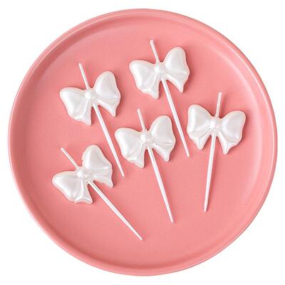 韩系ins珠光白色蝴蝶结蜡烛