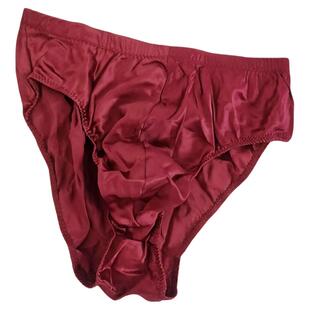 高端100%桑蚕丝男士内裤中高腰简约全包透气抑菌纯色真丝三角裤薄