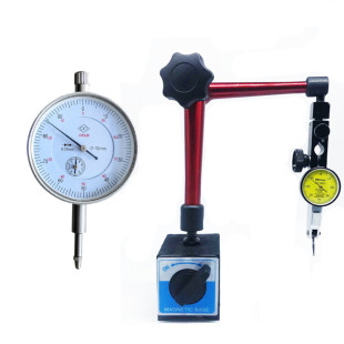 杠杆百分表一套0-0.8mm红万向磁性磁力表座支架小校表头CZ-6A加粗