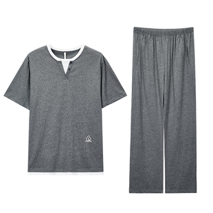 达尔丽纯棉柔软短袖睡衣女夏季2026新款休闲情侣家居服男薄款套装