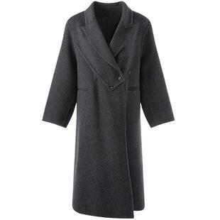 【100%羊毛】LAGOGO深灰毛呢大衣女拉谷谷2025年冬新款长款外套