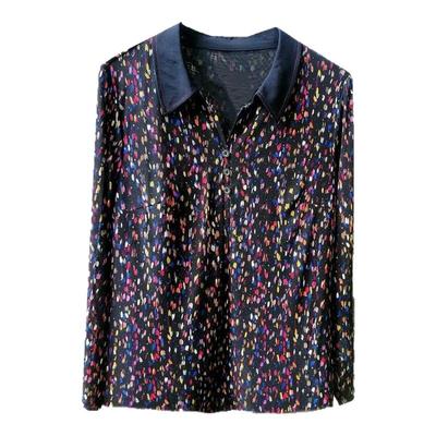 新款时尚中年洋气女装上衣薄速干透气网纱衬衫50妈妈春秋夏装