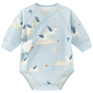 【云氧棉】新生婴儿长袖连体衣春秋夏马宝宝包屁衣三角哈衣和尚服