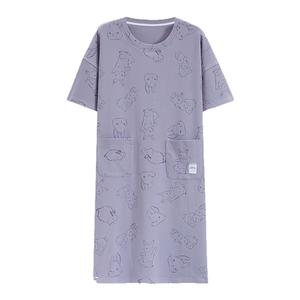 俞兆林【7A抗菌】睡裙女士夏季纯棉短袖中长款休闲大码夏天家居服