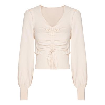 线上专享hply young新款女气质灯笼袖针织衫钻石领上衣