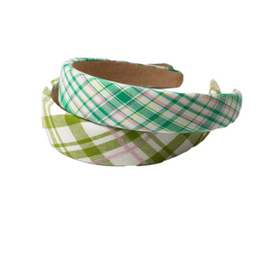 格子撞色高颅顶发箍加厚宽边显脸小海绵头箍发卡百搭外出发捆头饰