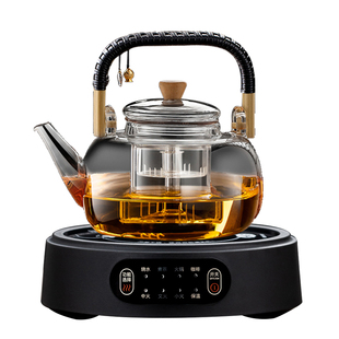 新款8大功能1500W电陶炉煮茶器蒸煮一体茶壶加厚玻璃烧水泡茶套装