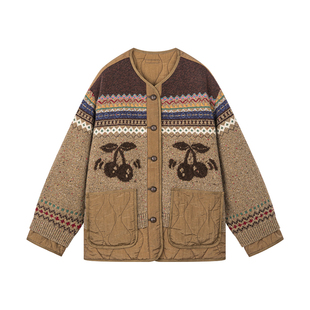 UOOYAA/乌丫经典动感樱桃费尔岛双面两穿棉服