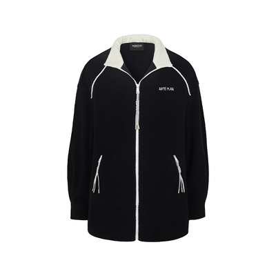 ARTEPURA藏青拼白抽绳摇粒绒外套