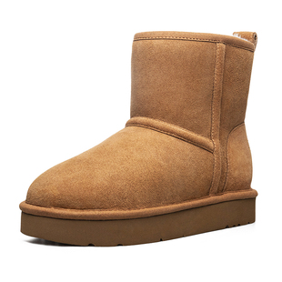 AUMU短筒雪地靴 羊皮毛一体 2025新款冬季防水防滑绒加厚面包鞋女