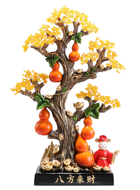 新中式水晶发财树葫芦摆件