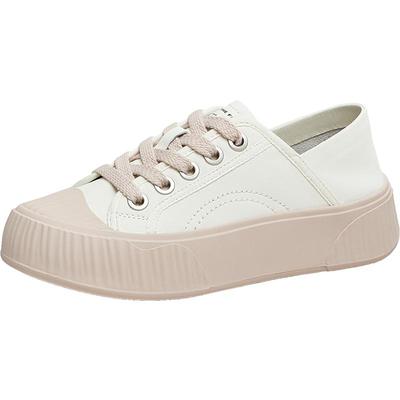 天美意秋新款厚底百搭系带饼干鞋小白鞋女休闲鞋AB050CM3