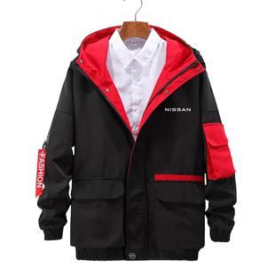 日产尼桑皮卡可定制4S店工装汽车迷拼接连帽夹克男女外套帽衫衣服