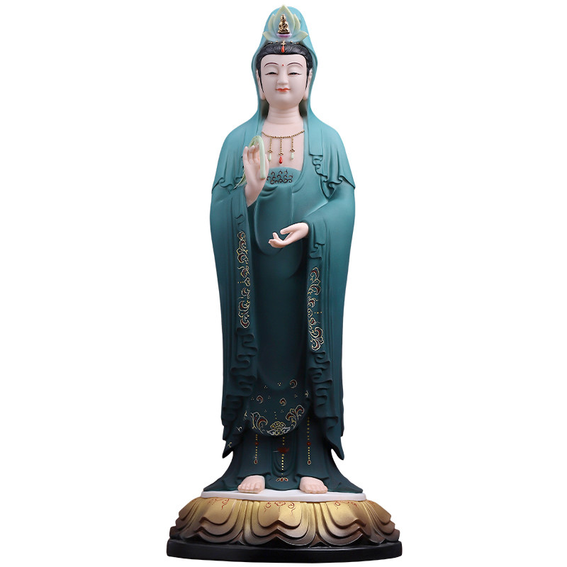 陶瓷精工彩观世音菩萨佛像摆件