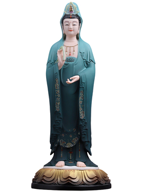 陶瓷精工彩观世音菩萨佛像摆件