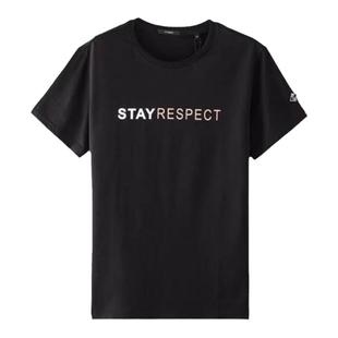 VMEN 威曼夏季男装潮流短袖T恤男黑色纯棉字母印花上衣V010402011