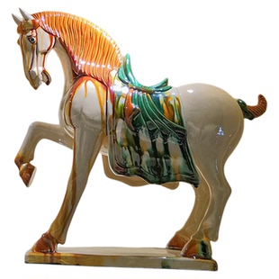 唐三彩成功马高水旺中式复古家居装饰品摆件陶瓷收藏开业商务礼品