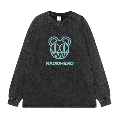 Radiohead水洗做旧复古摇滚T恤
