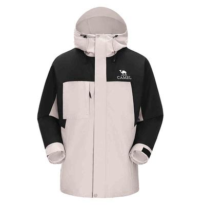 骆驼男装户外外套暴雨级防风防水三合一抓绒内胆冲锋衣夹克登山服