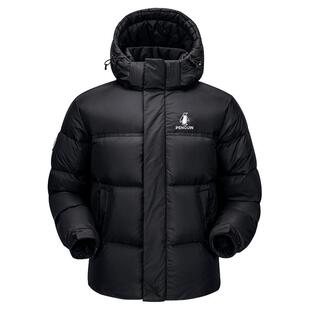 骆驼企鹅系列黑色羽绒服男外套2025冬季新款防风保暖外套面包服