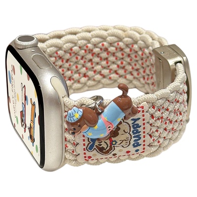 适用iWatch小猫小狗挂饰编织表带