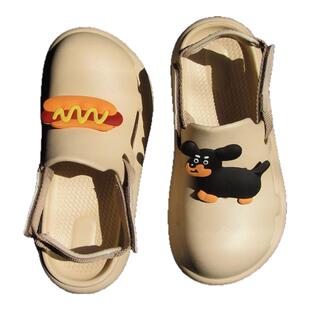 细细条 休闲沙滩鞋男女趣味狗狗情侣户外防滑洞洞鞋夏eva两穿凉鞋