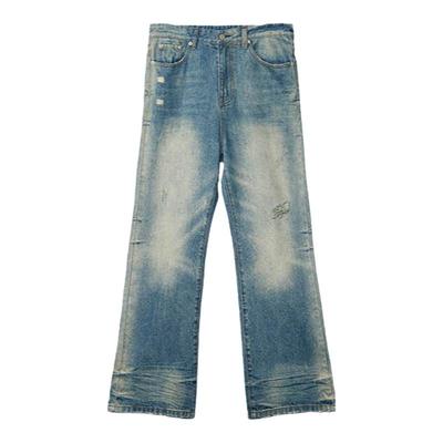 咆哮野兽水洗破坏微喇牛仔长裤