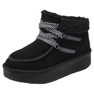 斯凯奇2026秋冬新款女鞋短靴子加绒保暖棉鞋厚度增高雪地靴马丁靴