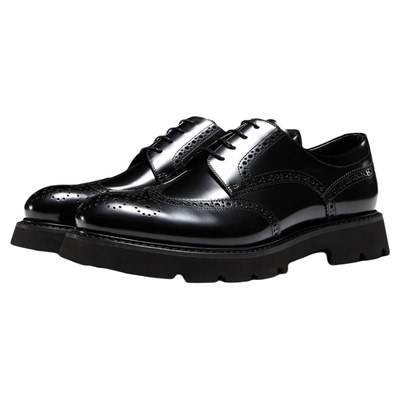 特吕弗布洛克雕花厚底德比鞋商务