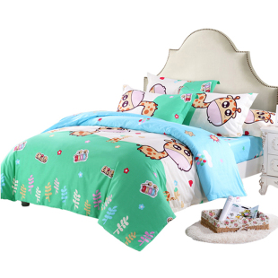 纯棉学生大学宿舍上下床儿童卡通单人1米床全棉床单床笠床裙套件