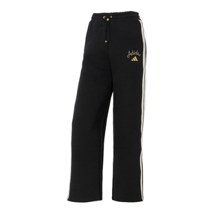 阿迪达斯CNY新年款女裤马年运动裤黑色阔腿裤直筒裤休闲裤KR0418