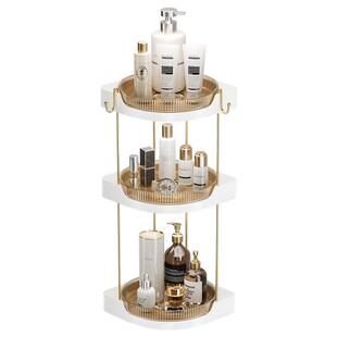 桌面化妆品收纳盒可旋转梳妆台口红香水护肤品置物架三角多层整理