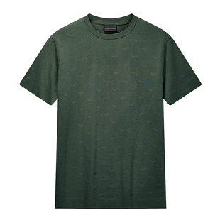 Armani/阿玛尼EA 男士时尚刺绣鹰标圆领短袖T恤 EM004522 AF10762