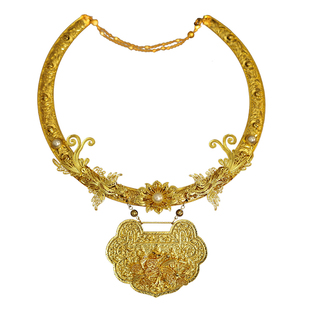 新款中式璎珞项链古装秀禾服配饰明制婚嫁婚礼仿黄金项圈原创手工