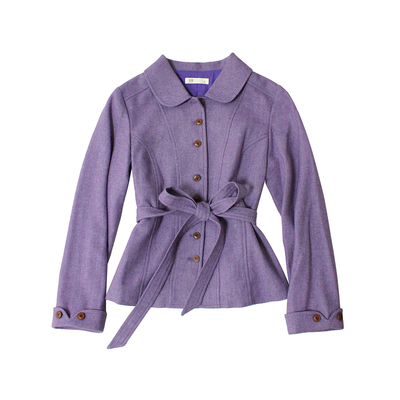 纻衣紫色文艺优雅毛呢短款外套
