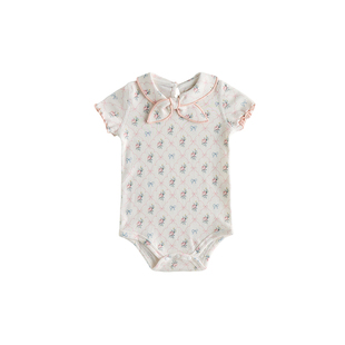 【新品】Oak Family夏季婴儿衣服短袖包屁衣莫代尔薄款宝宝连体衣