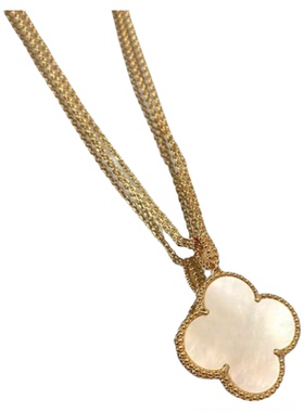 AURA四叶草五花镀金毛衣链女