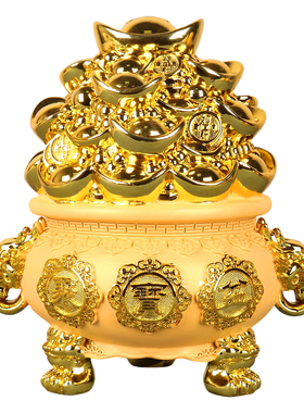 中式沙金聚宝盆招财摆件开业送礼