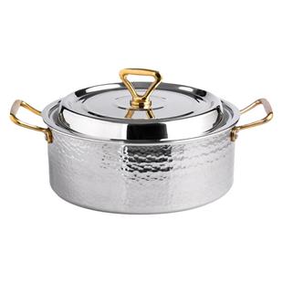 加厚304不锈钢锤纹火锅锅家用花胶椰子鸡专用双耳汤锅商用鸳鸯锅