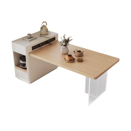 帕沙曼岛台餐桌一体现代简约奶油风家用可伸缩多功能亚克力饭桌子