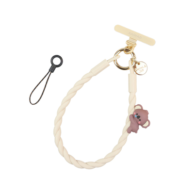 奶茶色硅胶手腕带手机挂绳可爱卡通手机绳短款女精致好看防丢挂饰