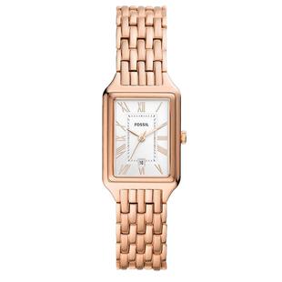 现货FOSSIL化石手表方形不锈钢经典简约秀气石英表防水女表ES5271