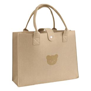 小熊毛毡手提袋孕妇产检包托特包包女上班大学生上课袋子小挎包