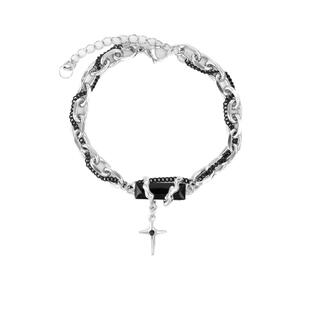 FDK手链男款小众嘻哈黑曜石高级感四芒星男士送男友礼物定制刻字