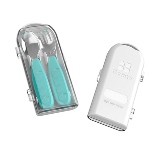 octoto儿童不锈钢叉勺宝宝学吃饭勺子辅食训练餐具勺子叉子带盒