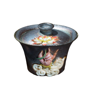 识器柴烧盖碗公道杯颜老师原创设计佛手莲花日式陶瓷养彩泡茶器具