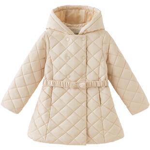 戴维贝拉儿童新款棉服2026女童三防中长款棉衣外套中大童冬装上衣