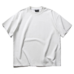 ONUN 基础通勤短袖复古小微高领口宽松打底250g高密度新疆棉T恤潮