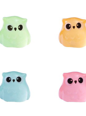 可爱夜光小猫头鹰萌粒公仔学生蛋糕diy装饰品挂配件微景观小摆件