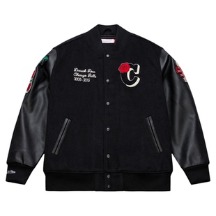 【男生礼物】夹克罗斯球衣退役仪式公牛队皮质羊毛棒球外套男MN